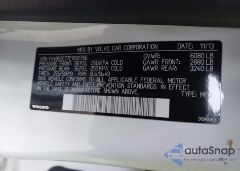 2014 Volvo Xc90 3.2 R-Design Platinum из США, поврежденный, VIN YV4952CT7E1692766